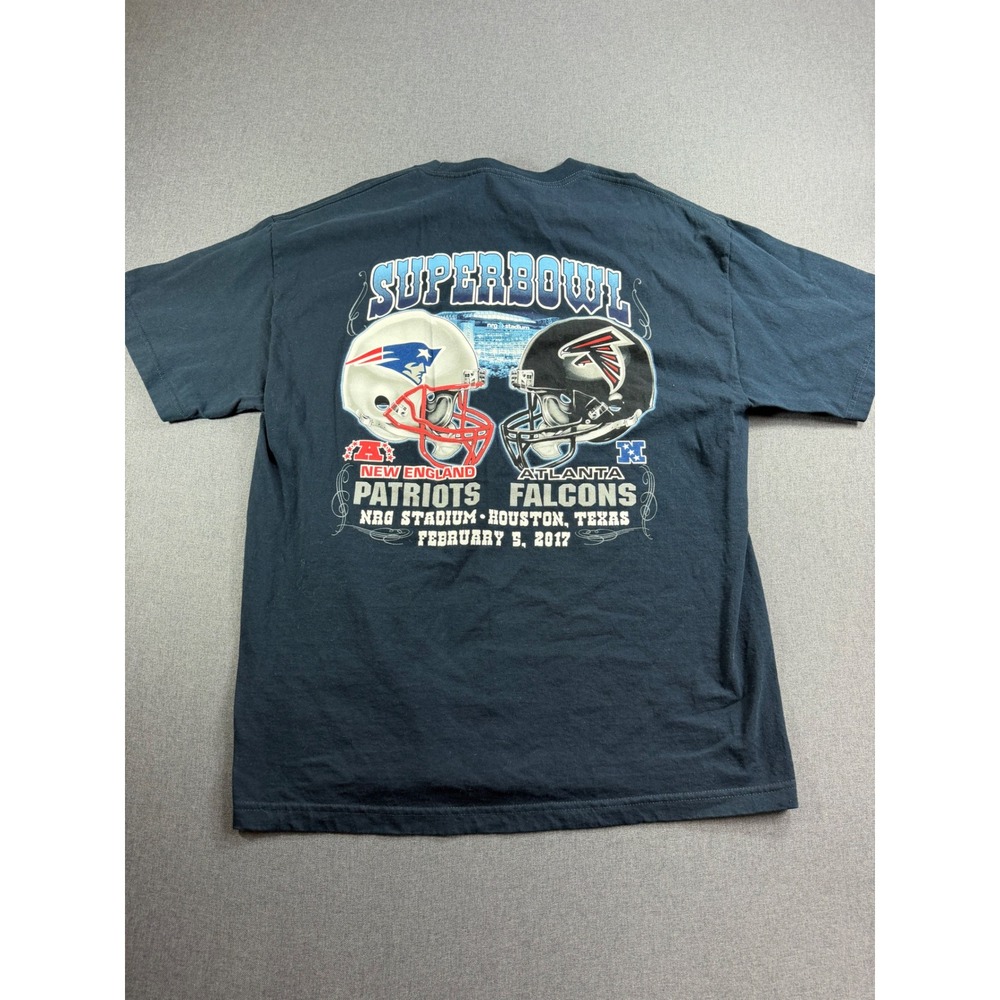 Mens Alstyle Super Bowl LI 51 Patriots vs Falcons 2017 T-Shirt Navy Blue XL